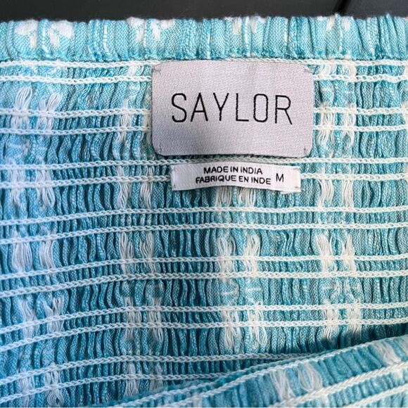 Saylor Celina Smocked Ruffle Mini Skirt Turquoise M - Picture 6 of 6